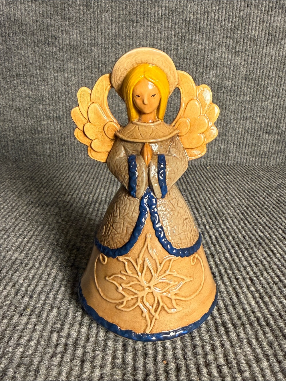 Vintage Hand-Painted Ceramic Angel Figurine - Folk Art Holiday Decor